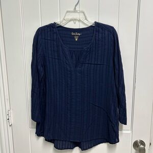 Lilly Pulitzer navy gauze blouse